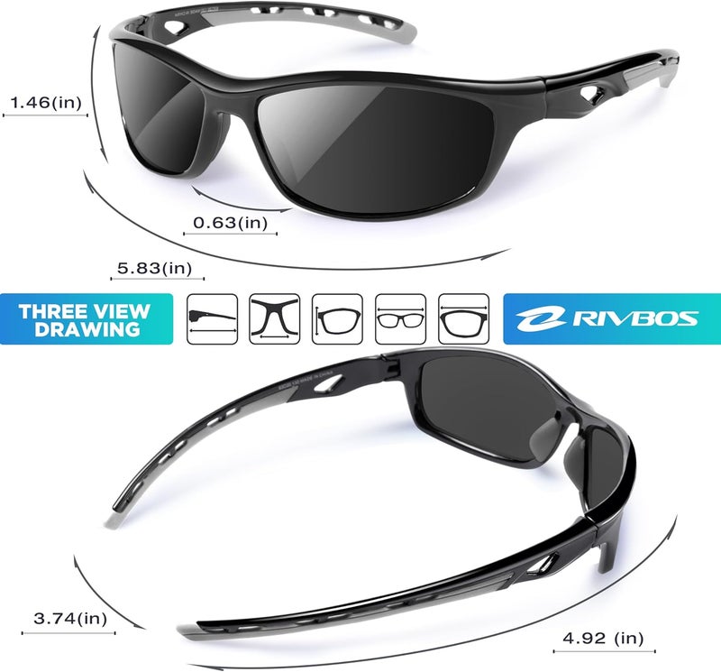 RIVBOS Sunglasses for Men Women Polarized UV Protection Sports Fishing Driving Shades Cycling RB833 - Image 3